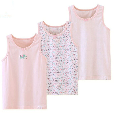 

KIDS MAM & DAD) girls vest bottoming small vest sleeveless children thin section female underwear three pieces 86403 pink 120