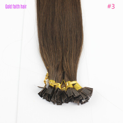 

1g/s 100g Human Remy Hair #3 Brown Straight Custom Capsule Keratin Flat Tip Fusion Full Human Hair Extensions