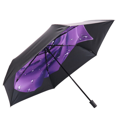 

Heaven umbrella UPF50 carbon fiber all shade black rubber transfer rose three fold small black umbrella sunny umbrella sun umbrella purple 30336DLCJ