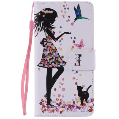 

Girl&Cat Design PU Leather Flip Cover Wallet Card Holder Case for SONY M2