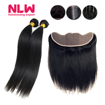 

NLW 10A Brazilian virgin human hair 4 bundles with frontal Silk straight hair weaves with frontal