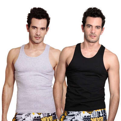 

CARTELO men&39s vest cotton sports men&39s shirt shirt sleeveless sweat solid color 2 pieces of black gray XL 175100