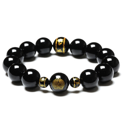 

Ciming Club Wujin obsidian bracelet male hand string ornaments Lunar New Year is the horse potential to the Buddha
