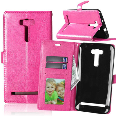 

Розовая красная классическая флип-обложка с функцией подставки и слотом для кредитных карт для Asus Zenfone 2 Laser ZE601KL