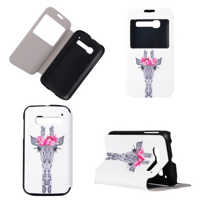 

Giraffe Design PU Leather Flip Cover Wallet Card Holder Case for Alcatel One Touch Pop C5