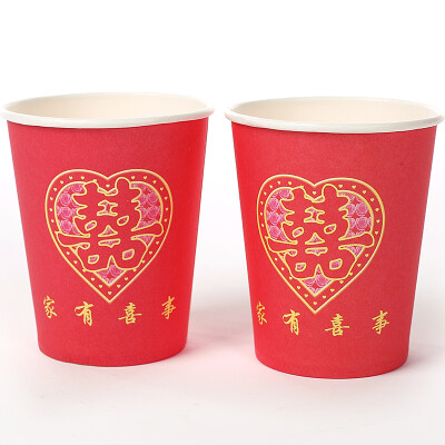 

Jingdong supermarket bridge B & D wedding wedding cup wedding wedding 200 one-time red cup festive supplies red paper cup