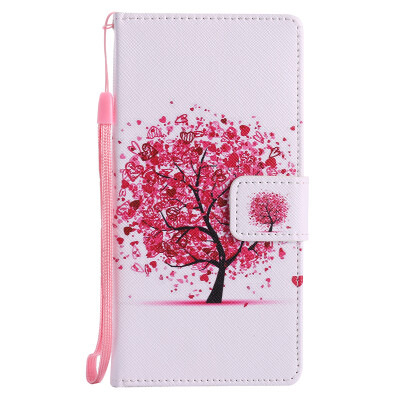 

Flower Design PU Leather Flip Cover Wallet Card Holder Case for SONY XZ