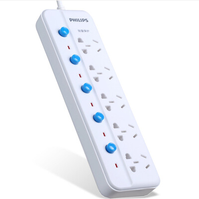 

Philips PHILIPS the new national standard socket row row row plug wiring board drag line board 5 18 m full length SPD lightning protection surge protection switch