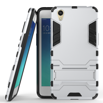 

Silver Slim Robot Armor Kickstand Shockproof Hard Rugged Rubber Back Case For OPPO A37