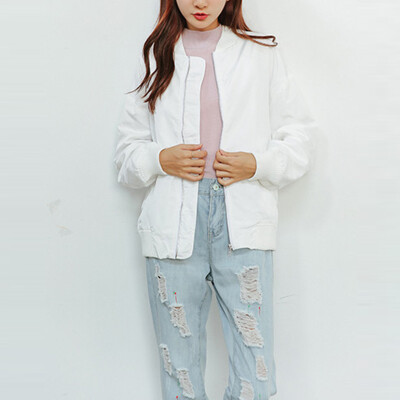 

CITYPLUS casual loose long-sleeved collar baseball jacket jacket CWWT172272 white uniform