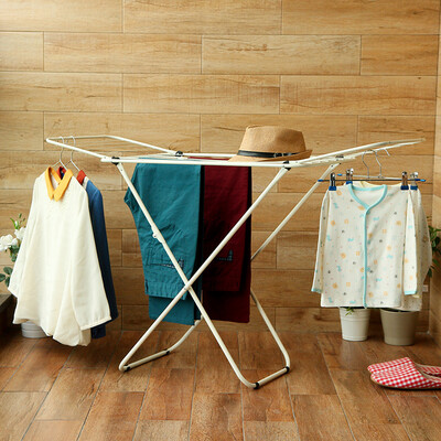 

Ou Runzhe drying rack small space version double wing type floor folding balcony drying rack ivory white
