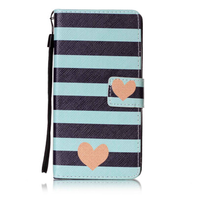 

Blue Stripes Design PU Leather Flip Cover Wallet Card Holder Case for Huawei Honor 5C