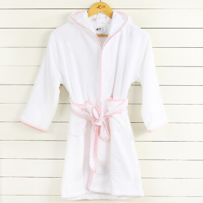 

Sanli cotton hooded belt bathrobes parent-child home service four seasons universal living gowns mother models - pink edge-M