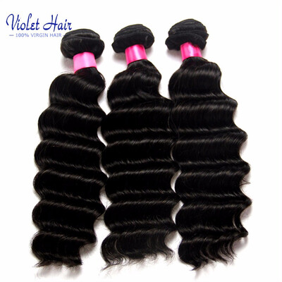 

Violet hair New Arrival Malaysian human Virgin hair Deep Wave Cheap human hair Deep Wave Hair extension 3 bundle deals 100g/pcs