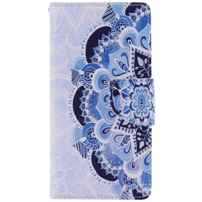 

Blue Flower Design PU Leather Flip Cover Wallet Card Holder Case for SONY M2