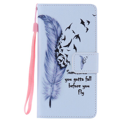 

Blue Feather Design Кожа PU откидной крышки Кошелек Карты Держатель чехол для SONY M5