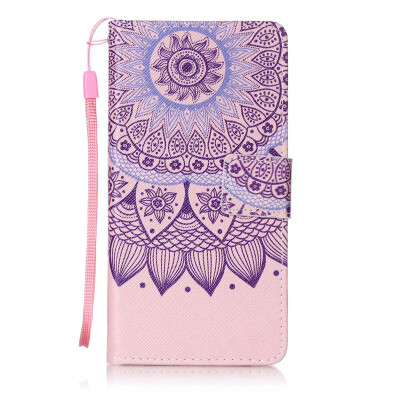 

Purple Sunflower Design PU Leather Flip Cover Wallet Card Holder Case for Huawei Honor 7