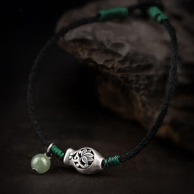 

If the water is still PH7 years have been rich series S925 silver bracelet female silver handmade hollow carved jade beads beaded bracelet female black