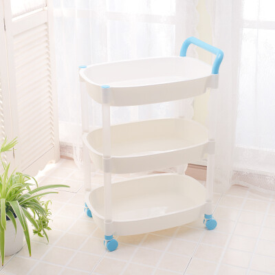 

ShuangQing pulley rack with wheels bathroom storage basket trolley storage rack 3 layers 7014