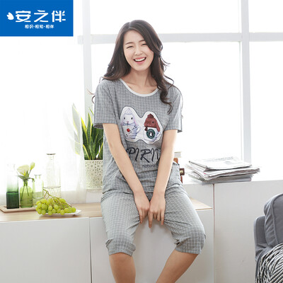 

Anzhiban anzhiban pajamas 2017 лето с коротким рукавом шорты корейский мультфильм летний домашний костюм для службы 72K7261 серый L
