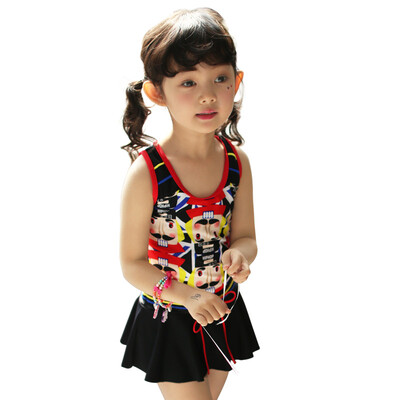 

QIHAI (QIHAI) children's swimsuit conjoined skirt baby hot spring girls swimwear fashion sports swimwear 7626-3 blue XL code