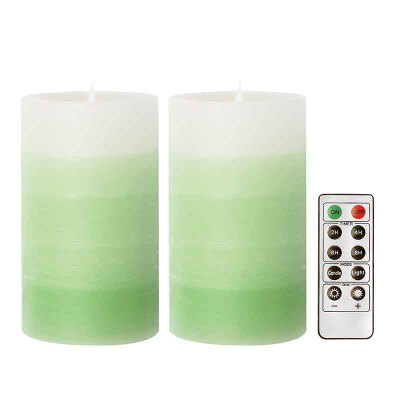 

2-Pack Moving Flame Led Candle With Remote ControlBatteries Inlcuded3"x525"Greenery