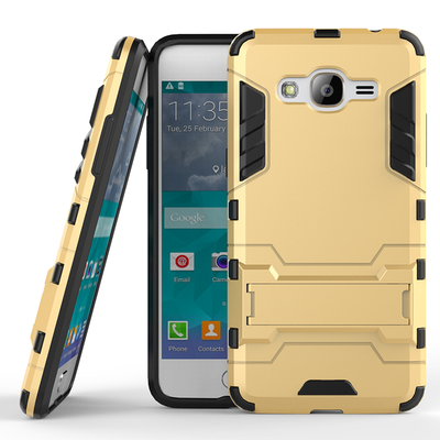 

Gold Slim Robot Armor Kickstand Shockproof Hard Rugged Rubber Back Case For SAMUNG Galaxy Grand Prime Plus/J2 Prime