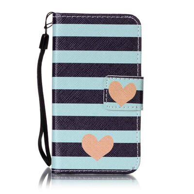 

Blue Stripes Design PU Leather Flip Cover Wallet Card Holder Case for Samsung Galaxy J1 Mini