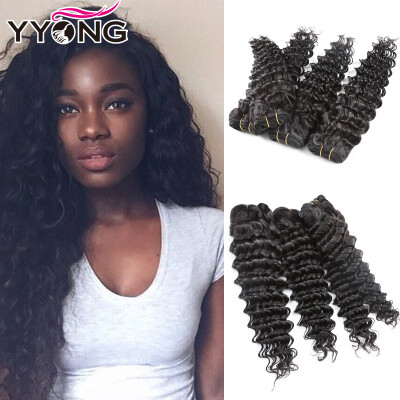 

YYONG Hair Products Indian Deep Wave 4Pcs Indian Deep Wave Natural Virgin Hair Bundles Indian Virgin Hair Human Hair Extension