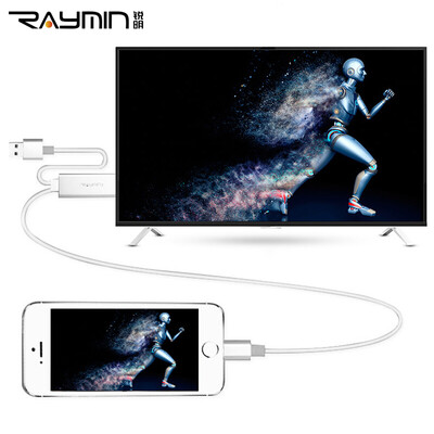 

Rui Ming RA360WH Apple iPhone7 / 6S / Плюс / iPad к кабелю адаптера hdmi Подключение к телевизору Apple / монитор / проекционная линия преобразования алюминиевого сплава подключите и воспроизводите 2 м