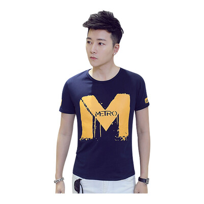 

Zhuoshidun Модная повседневная мужская футболкка с коротким рукавом и клуглым воротником корейского типа