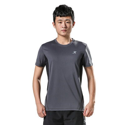 

(XTEP) Men's short-sleeved T-shirt sweatwear sportswear running shirt breathable round neck t-shirt shirt 884229019153 gray S