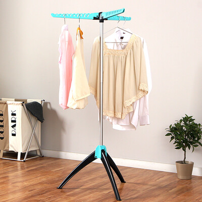 

Ou Runzhe drying rack folding floor three-legged room clothing storage balcony activity hanger blue