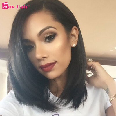 

Short Bob Glueless Full Lace Human Hair Wigs For Black Women Virgin Straight Lace Front Wig 130% Density Lace Wig Zax Hair