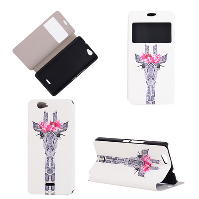

Giraffe Design PU Leather Flip Cover Wallet Card Holder Case for Wiko Getway