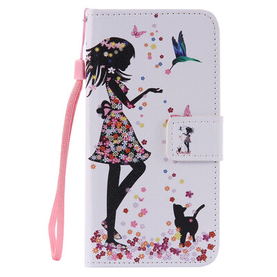 

Girl&Cat Design PU Leather Flip Cover Wallet Card Holder Case for LG K7
