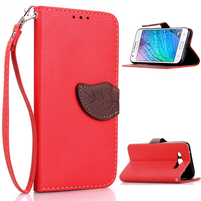 

Red Design PU Leather Flip Cover Wallet Card Holder Case for Samsung Galaxy J1