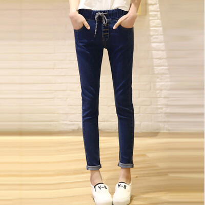

VIVAHEART Korean casual loose waist Slim stretch pencil pants pants jeans women VWKN171136 blue 29