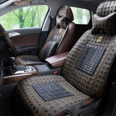 

Wufu Jinniu car seat summer cushion four seasons seat cushion bamboo charcoal health wear super skin GM seat cushion cool black gold factory straight hair