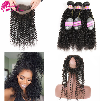 

360 Indian Virgin Hair With Frontal Closure 360 Lace Frontal With Bundle Curly 360 Bundle Kinky Curly