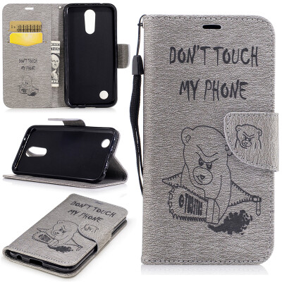 

Gray Bear Style Embossing Classic Flip Cover with Stand Function and Credit Card Slot for LG K10 2017