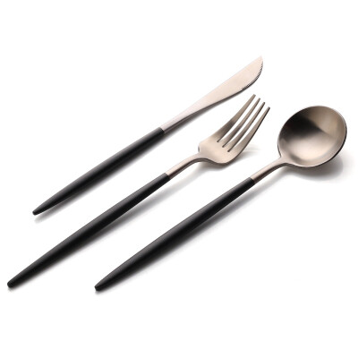 

Sunshine flying song 304 stainless steel knife&fork spoon hotel supplies Western tableware main meal knife fork spoon black silver three sets