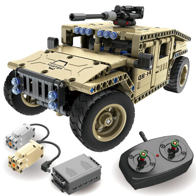 

QIHUI Puzzle Remote Control Electric Assembled Building Blocks USB Charger Kids Toys Boy Gifts High Speed ​​Motor Armor Hummer