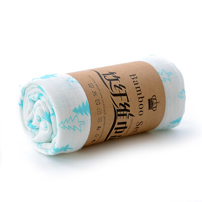 

Bamboo a hundred towels home textiles bamboo fiber children bath towel baby bag blanket double gauze printing blue 200g article 90 100cm