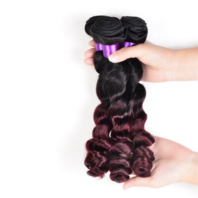 

7A Peruvian Virgin Hair Loose Wave Ombre Hair Extensions Two Tone 1BBurgundy Color Peruvian Loose Wave Ombre Human Hair Weaves