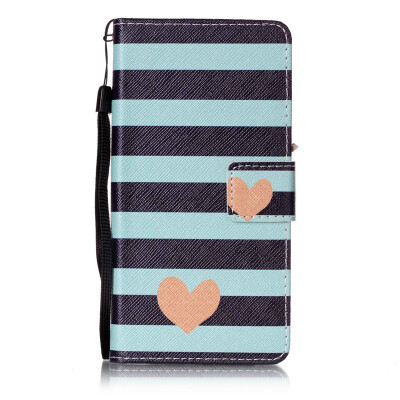 

Blue Stripes Design PU Leather Flip Cover Wallet Card Holder Case for Huawei Honor 8