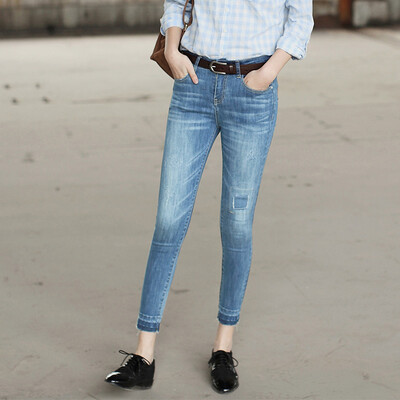 

And the pure Raincun jeans female corners jeans trousers pants pants Korean version of the stretch body pencil pants N2152 blue 30 yards