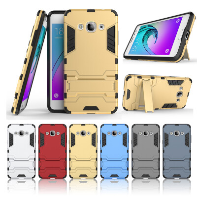 

Gold Slim Robot Armor Kickstand Shockproof Hard Rugged Rubber Back Case For SAMSUNG GALAXY J3 Pro