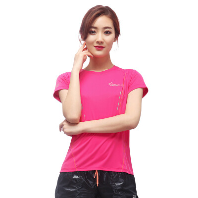 

Pathfinder TOREAD spring&summer outdoor couples women fast drying stretch running short sleeve T-shirt KAJE82572 rose red M