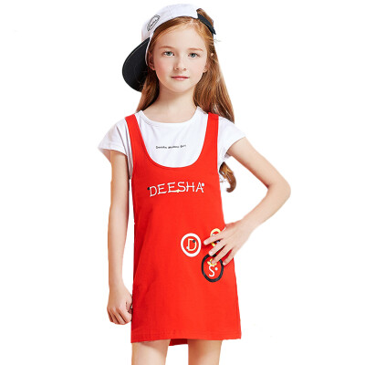 

Descartes DEESHA Girls' Set Small Cap Letter Print Big Child Slim Set 811721908 Red 130